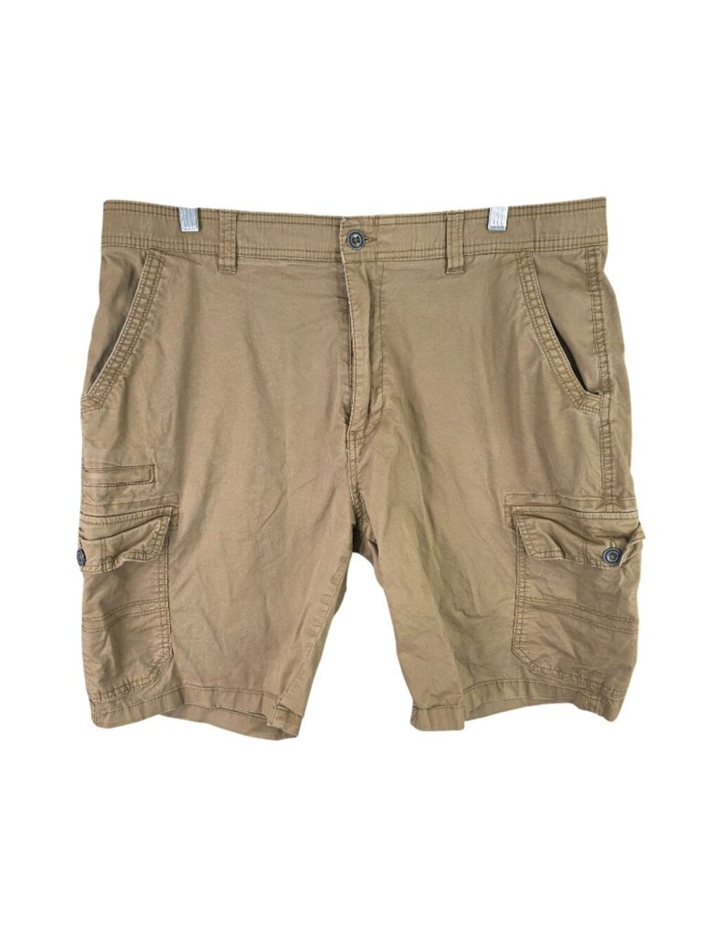 Mens Iron Co Brown Cargo Shorts 10" Inseam Comfort Waistband Cotton Stretch 38